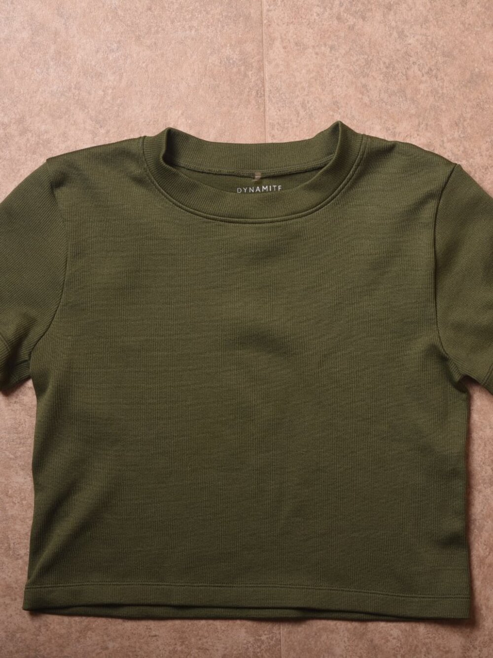 Dynamite Cropped Ribbed Knit Baby Tee / Crop Top Size Medium
